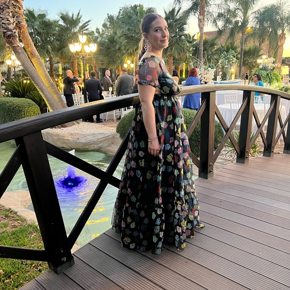 STAUD Penelope Organza Maxi Dress In Rainbow Bloom Black 4 - Picture 13 of 14